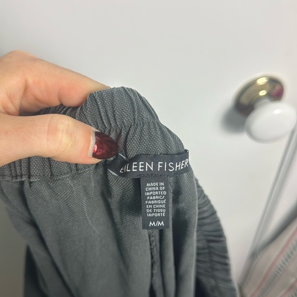 Eileen Fisher Pull On Straight Wide Leg Green Grey Trouser Pants M Minimalist - Picture 5 of 14